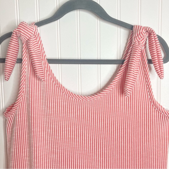 Wandering Dreams Medium Striped Shift Dress Pink & White Beach Coverup Ties Soft - Picture 4 of 9